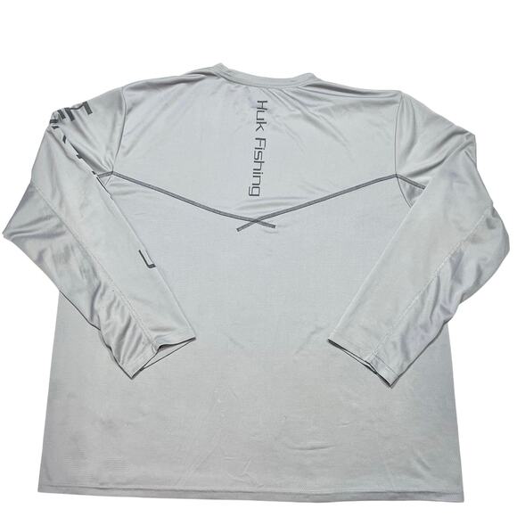 Huk Fishing Long Sleeve Performance Shirt XXL Gray Outdoor Crew Neck - Picture 2 of 6